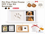 Pet Cat Dog Paw Print Kit 7 Inch Double Opening Photo Frame, Ink Free Mess Free Commemorative Memory V1366-AZ2-W-19826