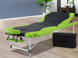 Zenses Massage Table 75cm Portable 3 Fold Aluminium Beauty Bed Green MT-ALUM-GA301-BKLM-75
