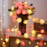 50 Pink n White Rose 3D Fairy Lights 5M LONG String, Battery Indoor & Outdoor Decorations V382-PINKWHITEROSEBATT50