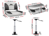 Seamanship 2X Folding Boat Seats with 2X Adjustable Pedestals 5575cm Marine Swivel Low Back 13cm BS-86202-GC-40-5575X2