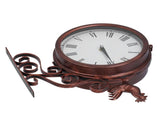 Iron Wrought Wall Clock Rooster Double Sided Antique Brass Wall Clock Round Roman Numeral Wall Clock V1294-YM0714-3115210164011