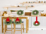 6 Pcs Small Christmas Norfolk Wreaths 15 Inch Christmas Kitchen Cabinet Mini Wreath with Bow Ribbon V1258-DP02-C-2283