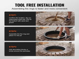Fire Pit Ring Round 45 Inch Outer Steel Liner DIY Campfire Ring Firepit V952-YXHH39INCH15N9D45V0