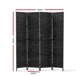 Artiss 4 Panel Room Divider Screen 163x170cm Woven Black RD-C-8001-4P-BK