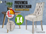 4X French Provincial Dining Chair Oak Leg AMOUR CREAM V274-FT-FC8443-CR4