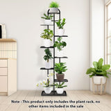 SOGA 8 Tier 9 Pots Black Metal Plant Stand Flowerpot Display Shelf Rack Indoor Home Office Decor FPOTH06