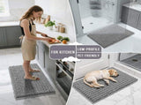 2 Pack Chenille Bathroom Rug Set, Quick-Dry Non-Slip Bath Mats for Tub and Sink, Machine Washable, V1189-LC-AMZ-00303