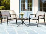 Gardeon 3PC Outdoor Bistro Set Table and Chairs Steel Dining Chair Patio Furniture Textilene ODF-BISTRO-TEX-GE