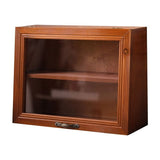 Wooden Display Cabinet, Glass Door Organizer with 2 Shelves for Office Supplies, Makeup, Spices, V1192-AZ-W-30096