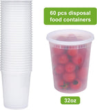 Moretoes 60 Sets 32 Oz Soup Containers with Lids, Deli Containers with Lids, Heavy-Duty V1259-DP01-F-59