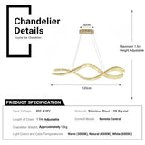 BAMDECOR 1.2m C3601W Wave Crystal Pendant Chandelier Decorative Lighting Lampshade V255-BAM-C3601