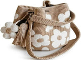 Handmade Crochet Flower Tote, 3D Floral Boho Purse, Lightweight Shape-Retaining Crossbody Shoulder V1366-AZ2-W-11641
