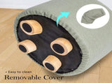 2X Fabric Ottoman Round Wooden Leg Foot Stool - GREY V274-FT-GQST01-GY2