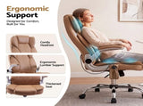 Artiss 8 Point Massage Office Chair PU Leather Brown MOC-1223-EP