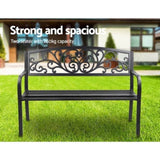 Gardeon Outdoor Garden Bench Seat Steel Outdoor Furniture 3 Seater Park Black GB-STEEL-XG201-BK