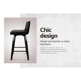 Artiss Bar Stools Kitchen Leather Barstools Swivel Wooden Chairs X4 BA-TW-8836-BKX4-AB