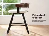 4x Artiss Bar Stools Swivel Kitchen Chairs Metal Legs Bentwood Counter White PU BA-TW-W0100-WHX4