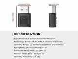 4 IN 1 5.0 Bluetooth Adapter USB Wireless Bluetooth Sender Receiver Music Audio for TV Portable V1189-LWWAL-20260327-03904