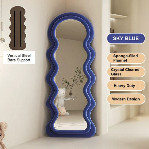 1.7m Elegance Curvy Mirror Wavy Full Lenght Curvy Squiggle Full Body Irregular Asymmetrical V255-CFBMIRROR-BLUE