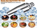 12-Piece Stainless Steel Cocktail Set with Bamboo Stand, Silver, Perfect Gift for Home Bar V1188-MS-325-1516