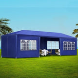 Instahut Gazebo 3x9m Marquee Wedding Party Tent Outdoor Camping Side Wall Canopy 8 Panel Blue GAZEBO-WED-C-FG-3X9-8W-BL