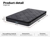 Giselle Bedding Single Mattress 25cm Pocket Spring Latex Euro Top Medium Firm Bed MATTRESS-D-NOIR-25-S