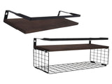 2 Set Wall Mounted Storage Shelves Bathroom Metal Wire Rustic Floating Shelf for Kitchen Office V1294-YM0703-3117230092811