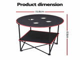 Weisshorn Folding Camping Table with 4 Cup Holders Metal Oxford 73CM Black XFEL-CAMP-4CUP-WD