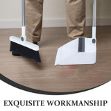 Foldable Broom and Dustpan Set with Detachable Stainless Steel Handle Nonstick Bristles White for V1366-AZ2-W-19570