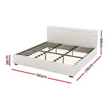 Artiss Bed Frame King Size Gas Lift Beige VILA BFRAME-G-GAS-VILA-K-BG-ABC