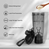 Blue Portable Electric Shaker Bottle without LED Light, 550ml Sports Protein Mixer Cup for Gym and V888-ELOSUNG13389