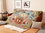 Humen Face Sun Artistic Jacquard Throw Blanket - American Style Illustrated Sofa Cover & Tapestry V888-ELOSUNG28838