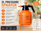 2L Orange Pressure Sprayer - PP Plastic Garden Watering Can with Adjustable Brass Nozzle, Hand Pump V888-ELOSUNG53583