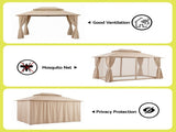 Instahut Gazebo 3x4m Canopy Outdoor Steel Frame Patio Tent Curtains Marquee Beige GAZEBO-IR-MC-3X4-BG
