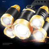 5 Pack T6 Headlamps High Power Waterproof Head Mounted Flashlights for Night Fishing V1237-ZY-528-086