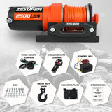 ZESUPER 12V Electric Winch 2500lbs Synthetic Rope Wireless Remote ATV UTV BOAT V211-AUEB-ZEEW005