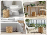 Wicker Trash Can with Lid, Handwoven Water Hyacinth Waste Basket with 100 Bags, Natural 1.3 Gal V1188-MS-721-193