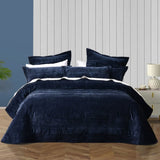 Bianca Cyrano Indigo Soft Velvet Polyester Quilted Coverlet Set Single/Double V442-BCA-COVERLETS-CYRANO-INDIGO-DS