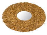 Straw Weaving Wall Mirror Retro Beautiful Woven Wall Hanging Mirror for Dorm Room Decoration Gold V1294-YM0703-3115230038511