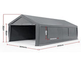 Instahut 3x6m Carports Canopy Tent Portable Garage Outdoor Steel Shelter Grey CAPT-WALL-3X6-GY