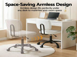 Artiss Armless Office Chair with Wheels, Ergonomic PU Leather Office Desk Chair, Height Adjustable OCHAIR-M-1142-PU-WH
