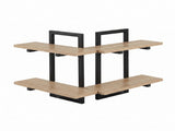 Artiss Set of 2 Floating Wall Shelf 2-Tier Wall-Mounted Display Ledge Wood & Metal FUR-AI-WLL-01-WD