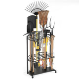 Mutifunctional Garden Tool Rack for Corner with Space Saving Triangular Design & Dual-Layer Grid V888-ELOSUNG52747