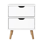 Artiss Bedside Table 2 Drawers - BODEN White FURNI-E-SCAN-BS01-WH