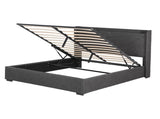 Artiss Queen Bed Frame Gas Lift Storage Bed with Charging Ports Upholstered Geometric Headboard BFRAME-G-MORFEI-Q-BK-ABC