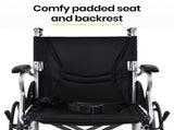 EQUIPMED 20 Inch Folding Wheelchair Lightweight Aluminium Portable with Park Brakes, Black V219-HECWLCEQB2BK