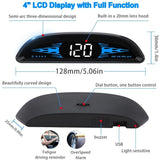 Car HUD GPS Speedometer, Universal Windshield Display with Overspeed Alarm, USB Plug and Play, 4 V1188-MS-520-090