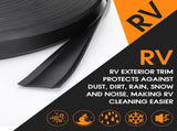 2 Rolls 1" RV Trim Molding Insert Total 200 ft Black Vinyl Trim Insert Screw Cover Waterproof Vinyl V1258-DP02-C-3071
