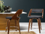 Artiss 2x Bar Stools Swivel Leather Chair 65cm BA-TW-8569-BKX2-AB