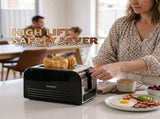 Devanti 2-Slice Toaster, LED Display 3.5cm Wide Slots 6 Browning Levels TOASTER-2S-SS-BK
